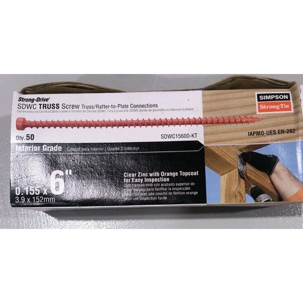 Simpson Strong-Tie SDWC15600-KT 6" Strong Drive Structural Screws 50 Screws